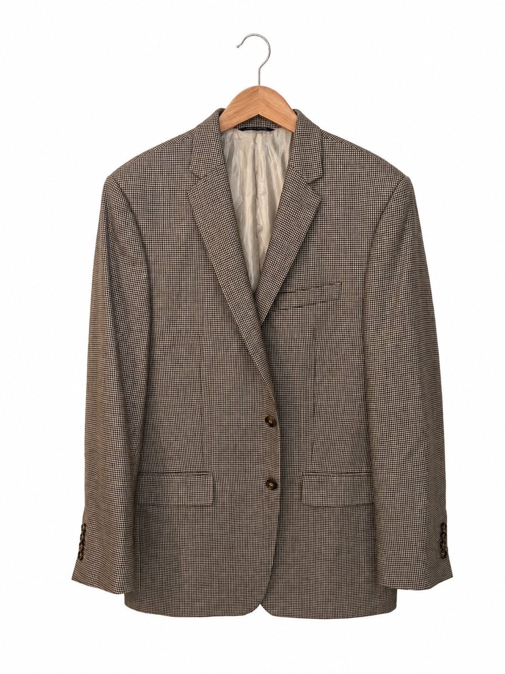 Vintage Ralph Lauren 42L Silk Wool Houndstooth Blazer | Mens XL
